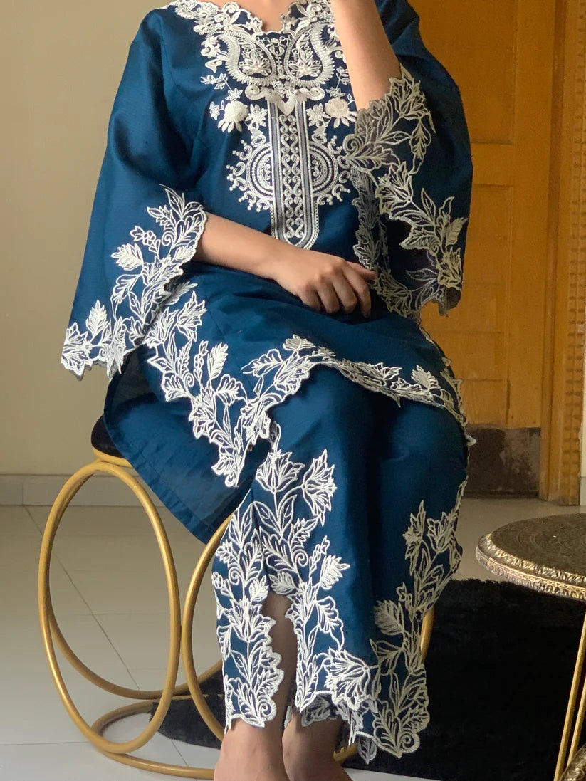 Cyan Embroidered 2pc