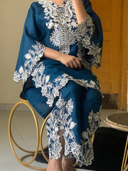 Cyan Embroidered 2pc