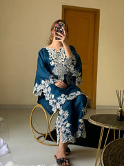 Cyan Embroidered 2pc