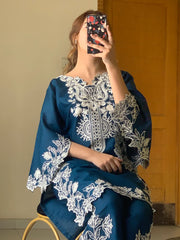 Cyan Embroidered 2pc