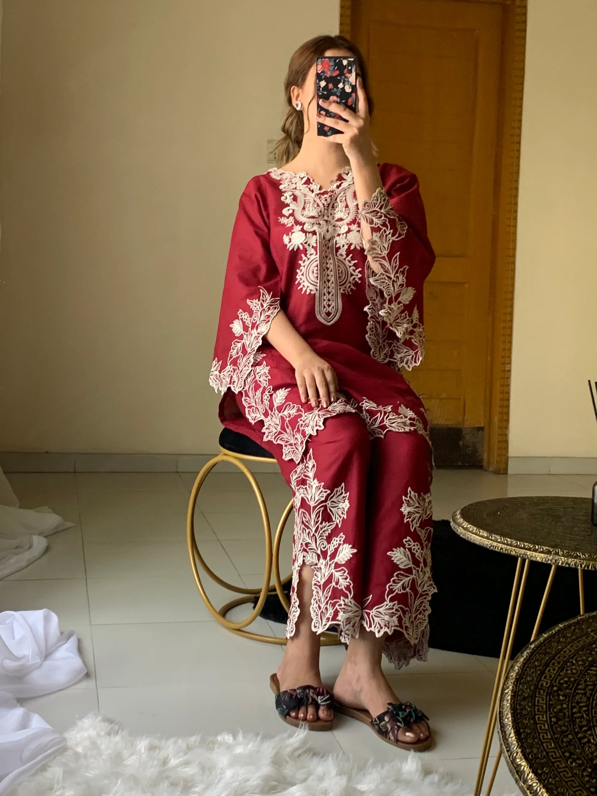 Cyan Embroidered 2pc