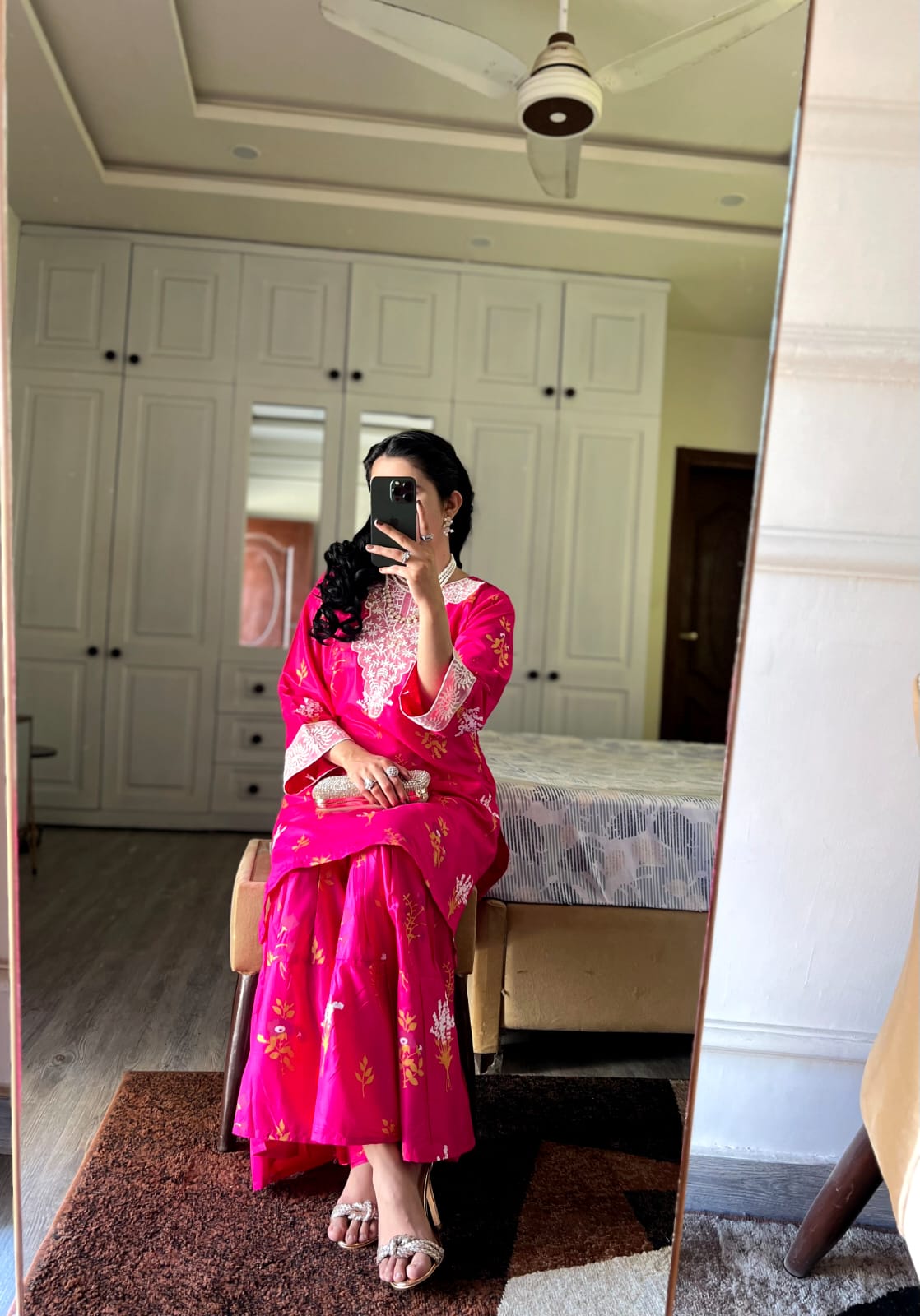Powder Pink Embroidery-Printed 2pcs