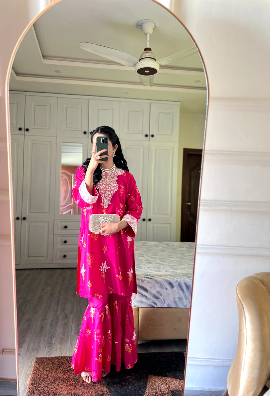 Powder Pink Embroidery-Printed 2pcs